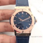 Swiss Grade Copy Hublot Rose Gold Blue Watch Classic Fusion 42mm New Model
